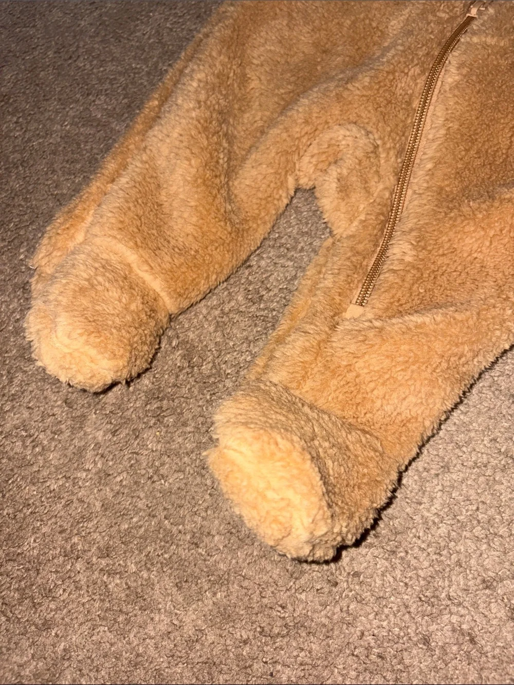 Old Navy Tan Teddy Fleece Hooded Baby One-Piece